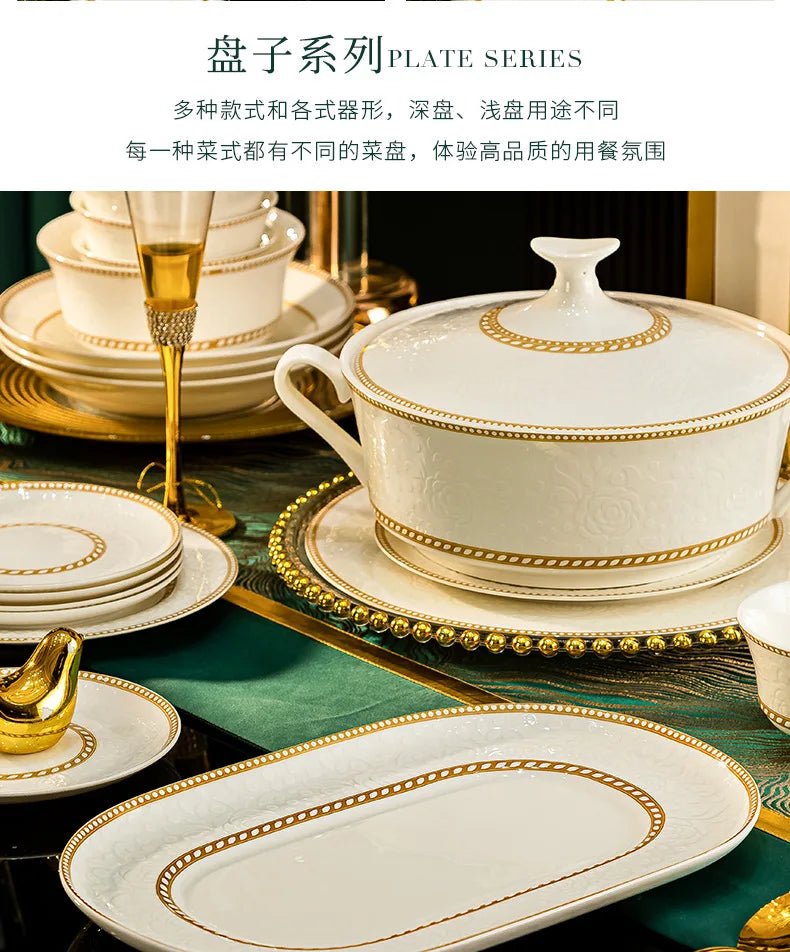 Bone China Bowl With Relief Rose And Gold Trim — White | KIMLUD