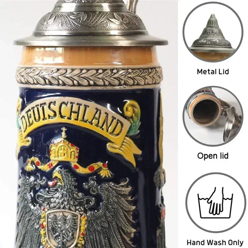 German Beer Stein Tankard Mug 600ml — Oktoberfest & Father's Day Gift | KIMLUD