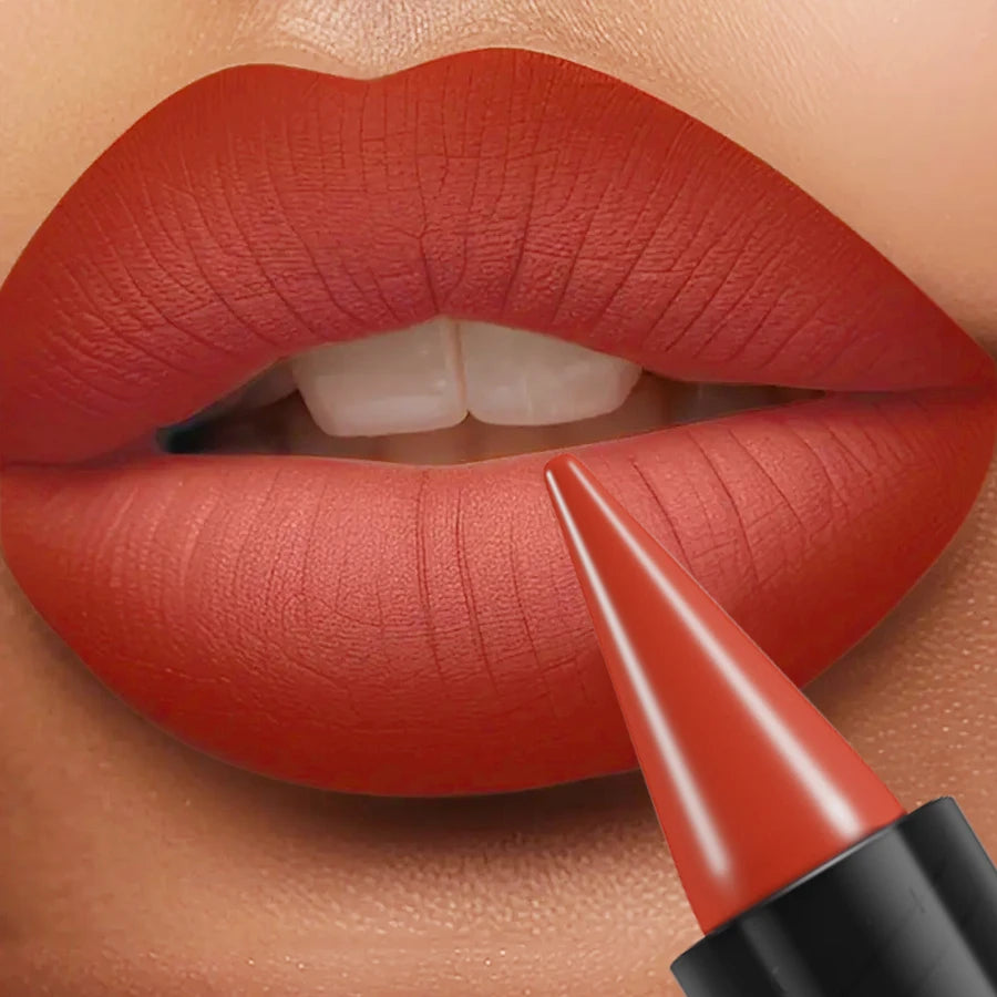 15 Colors Lipstick Waterproof Sexy Red Matte Contour Tint Lipstic Pen Long-lasting Lipliner Pen Non-stick Cup Lip Makeup for Wom