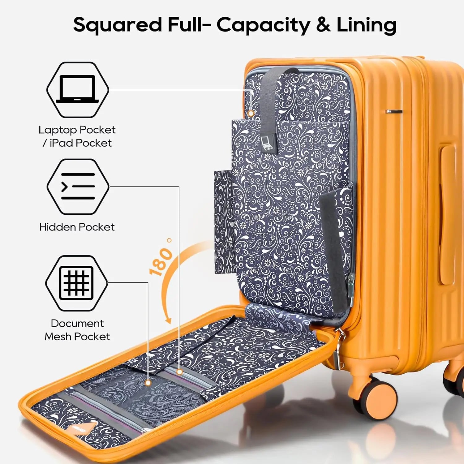 Joyway 5-Piece Travel Luggage Set, with Front Pocket PC Hardside Durable Suitcase, Duffel Bag and Toiletry Bag, TSA Lock