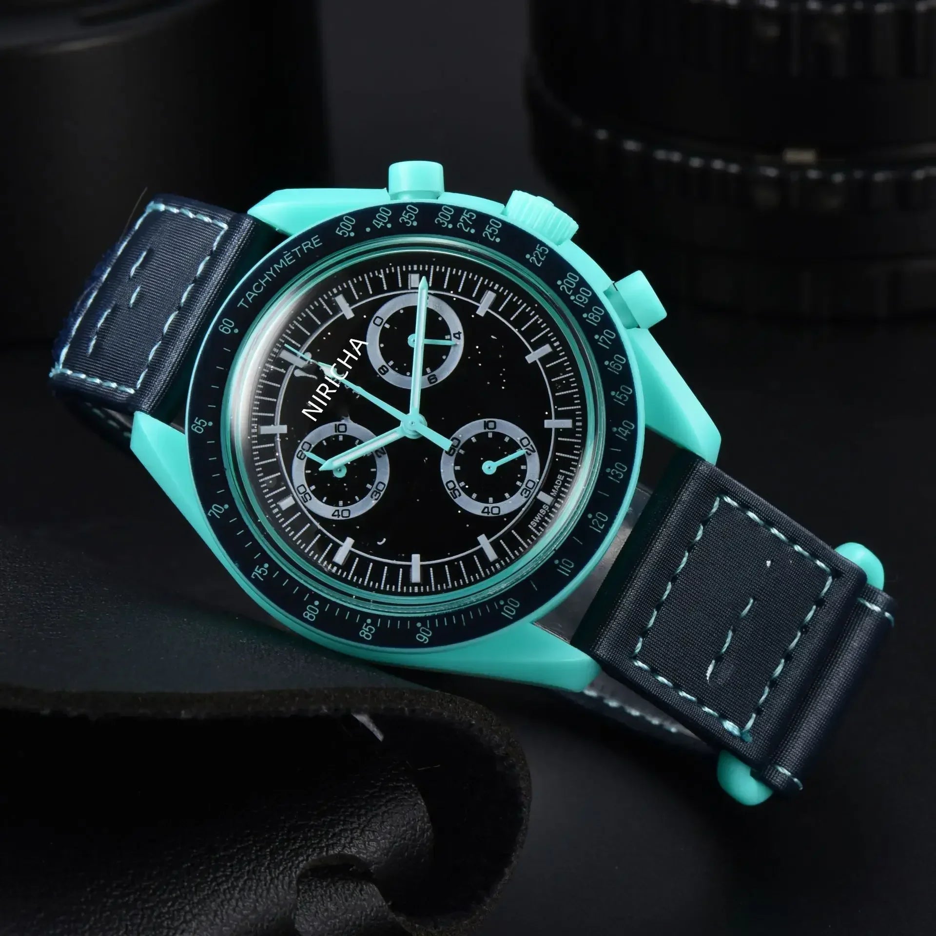 Stylish 2025 Moon Landing Commemorative Watch - Six-Hand Quartz Chronograph for Space Enthusiasts