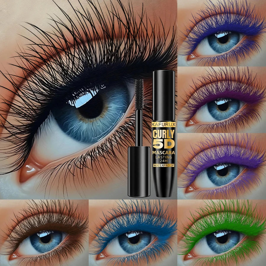 9 Colors 5D Silk Mascara with Big Eye Waterproof Lengthened Sweat-proof Long Lasting Purple Green Black Mascara Korean Makeup