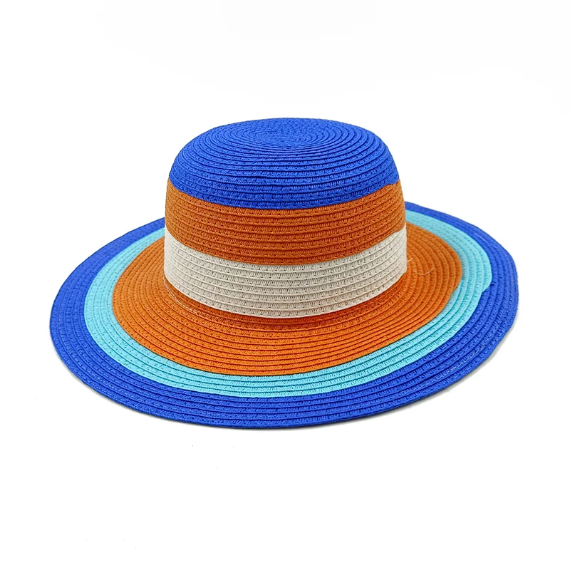 Rainbow Hat Women's Colorful Big Eave Straw Hat Summer Sunscreen Sunshade Hat Tourism Sun Hat Beach Hat Wholesale - KIMLUD