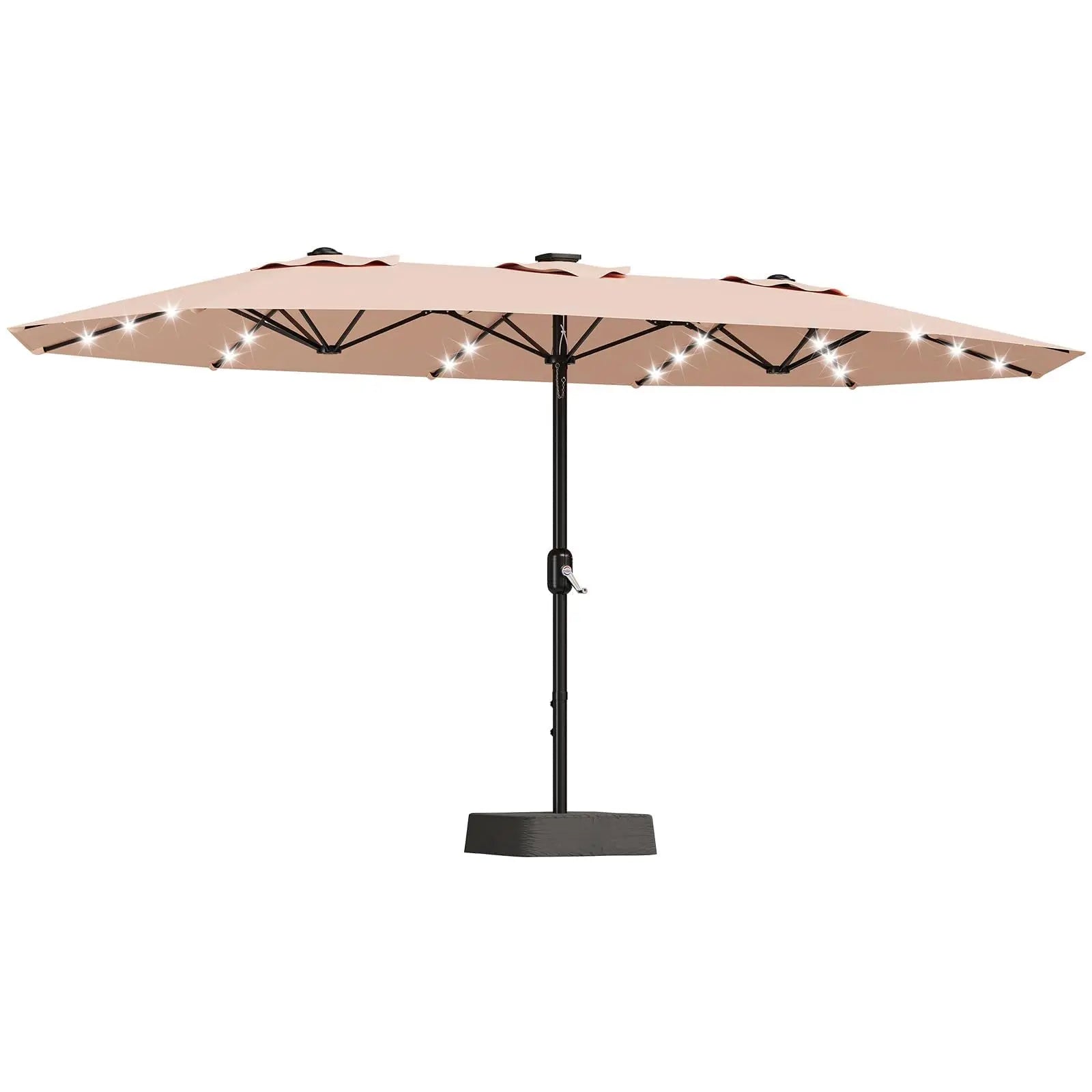 Powder-Coated Metal Crank Umbrella — Beige | KIMLUD