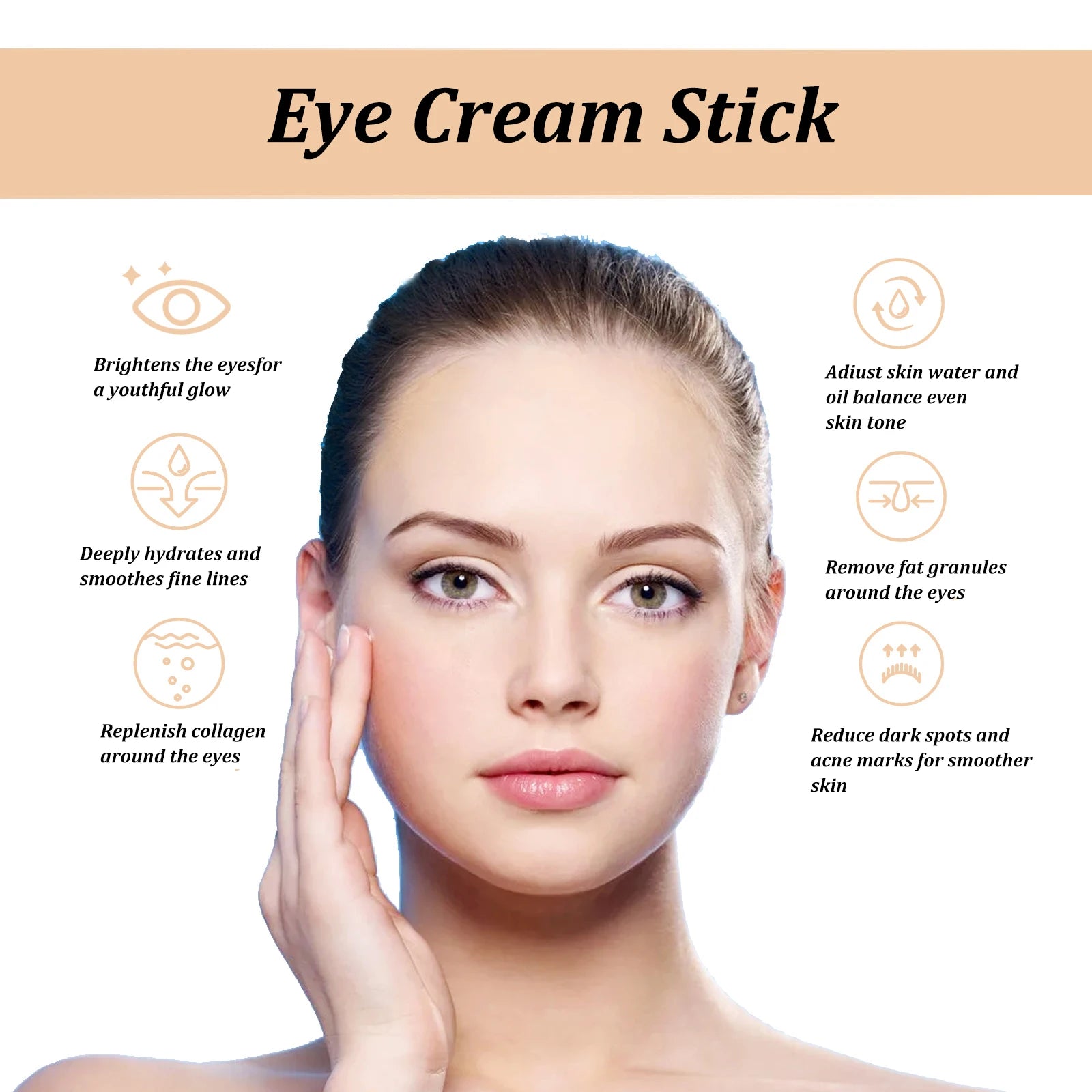 Snail Mucin Eye Cream Stick Collagen Anti-Aging Dark Circles Puffiness Hydration — Clear | KIMLUD