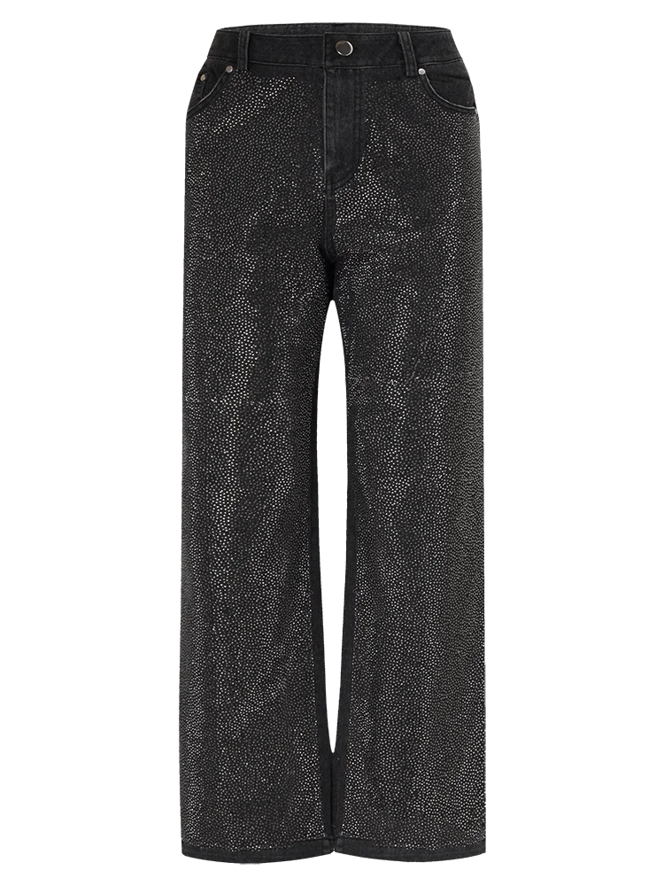 KIMLUD, Women Black New Clothes Jeans rhineston Design Baggy Pants High Waist Wide Legged Casual Hot Y2K Style Women's Jeans Spring 2024, black jeans / L, KIMLUD APPAREL - Womens Clothes