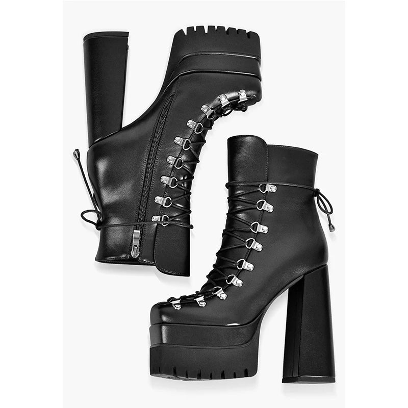 Ankle Boots - Double Platform - Platform Silhouette - Matte | KIMLUD