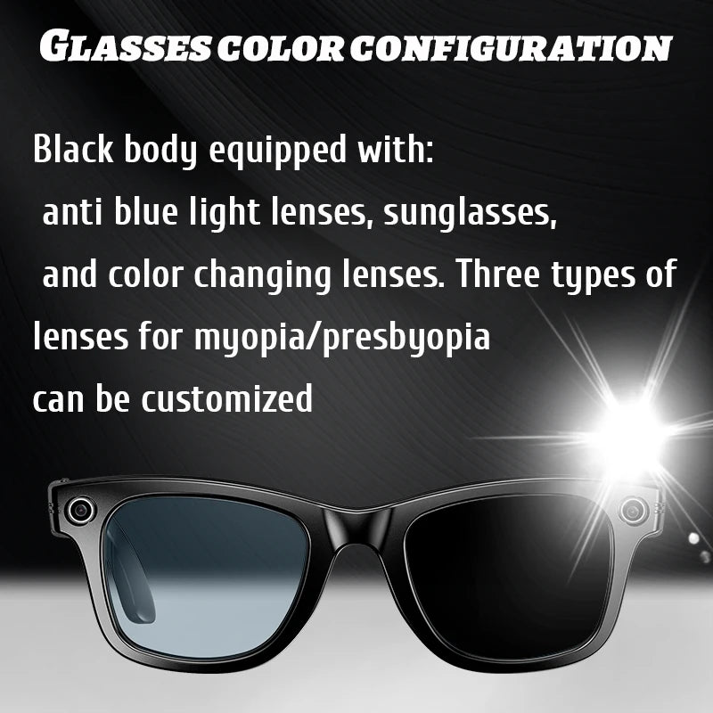 LIGE Smart Glasses Take Pictures 800W Video Recording Bluetooth Music Call AI Q&A Intelligent Translation Waterproof Sunglasses