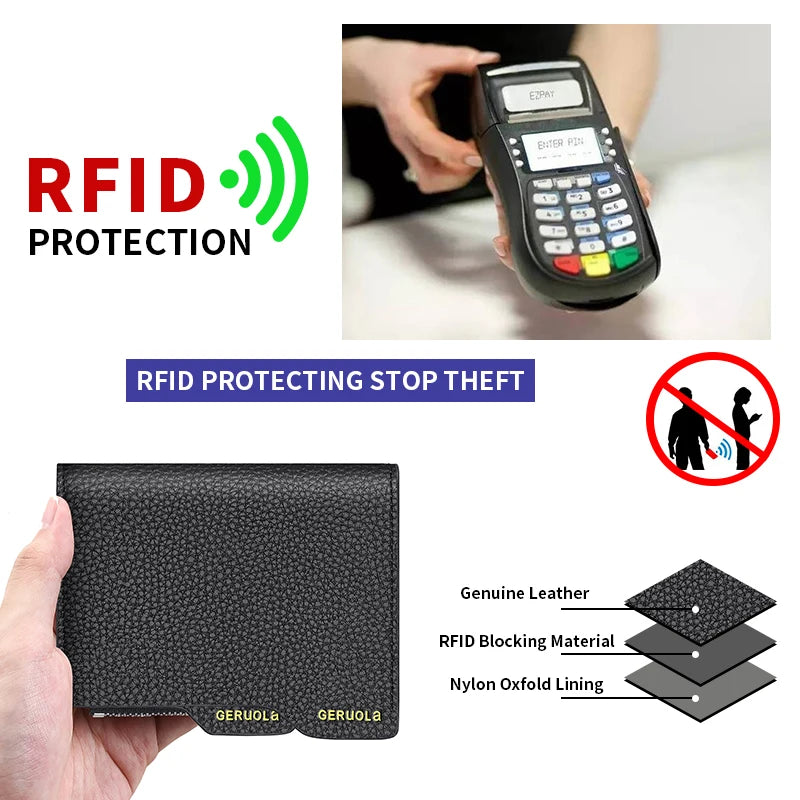 Wallet – RFID Anti-Theft Three Fold – Genuine Leather Cowhide | KIMLUD