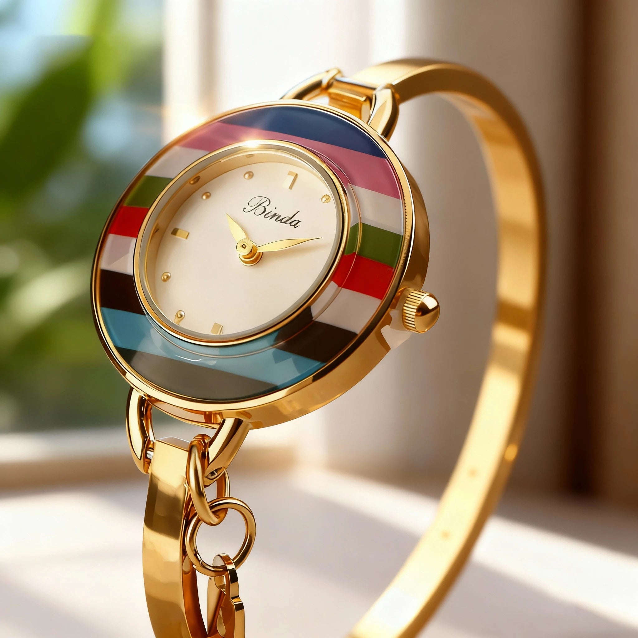 Watch – Quartz Movement – Stainless Steel Band – Rainbow Gold | KIMLUD