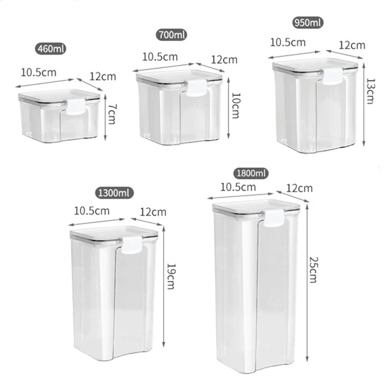 Acrylic Storage Jars Set Airtight Moisture Proof Pantry Organizer For Grains Pasta Spices — Clear | KIMLUD