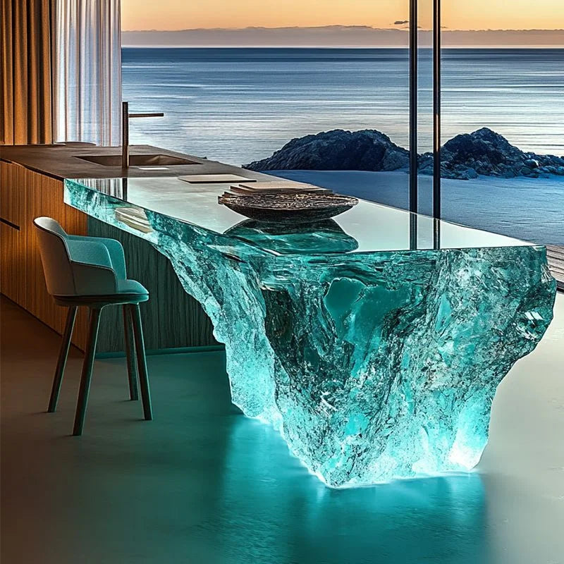 Solid Walnut River Epoxy Dining Table — Walnut | KIMLUD