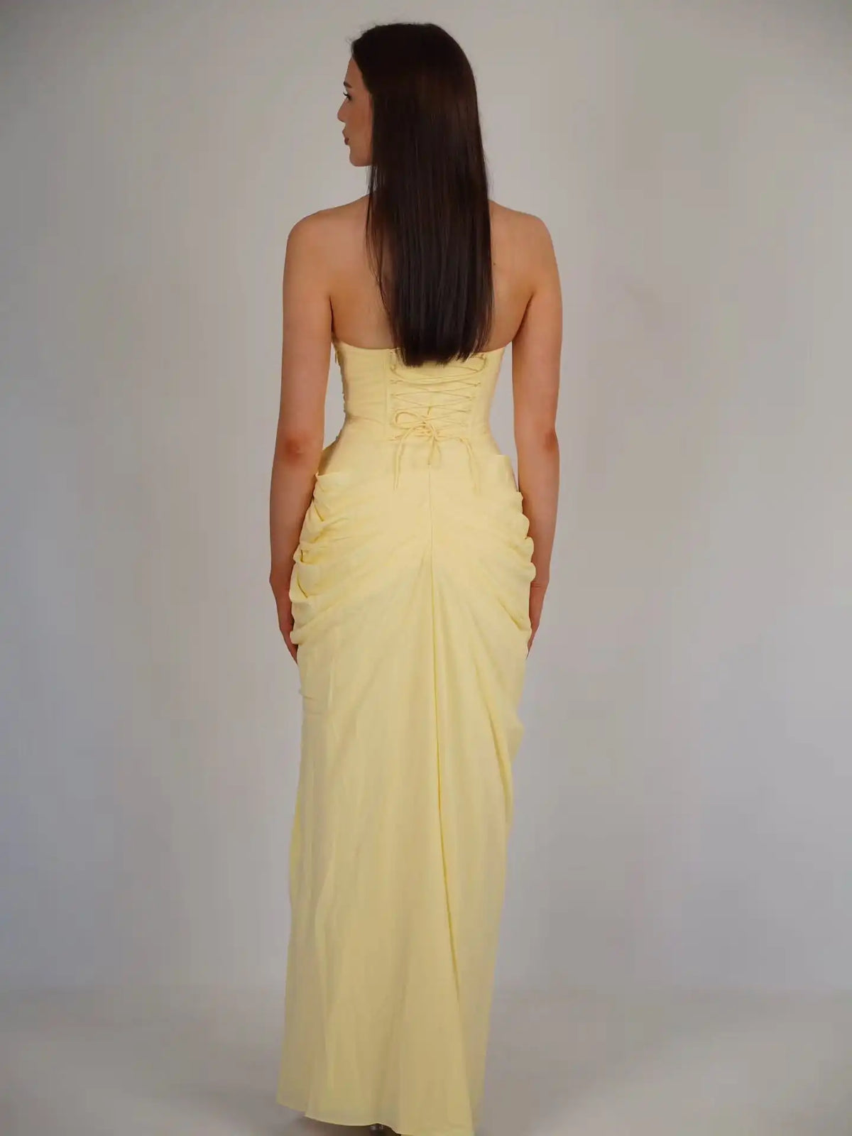 Evening Dress – Strapless Corset – Chiffon – Light Blue | KIMLUD