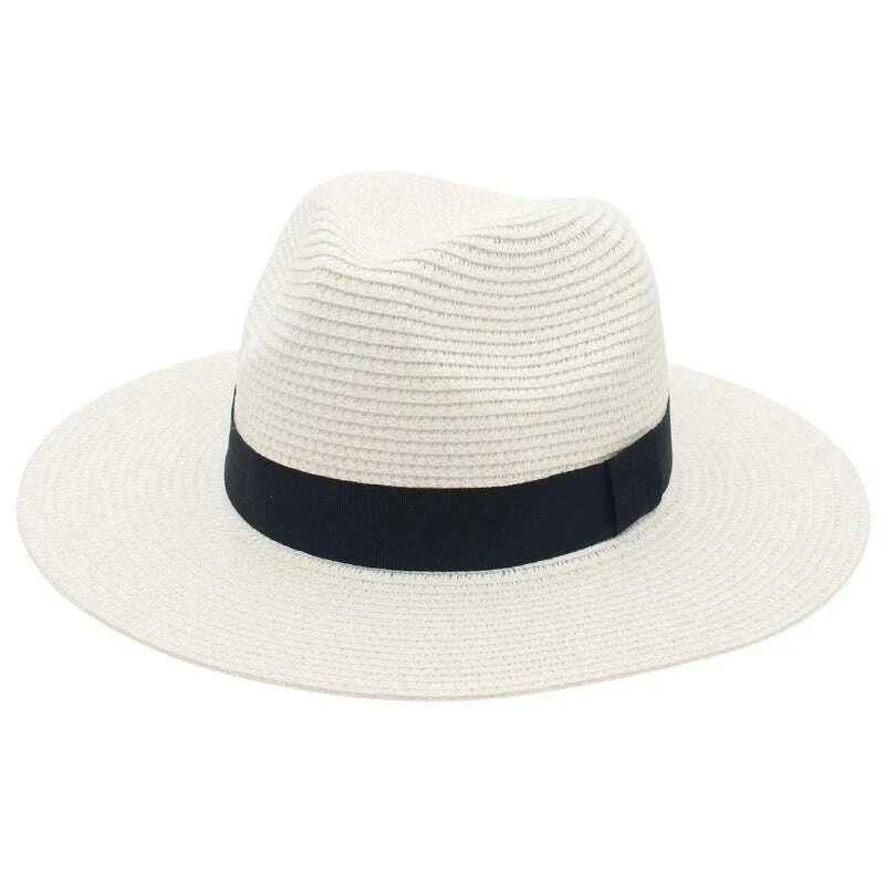 KIMLUD, Spring and Summer Hot Selling Panama Straw Hat Square Black Ribbon Korean Style Hat for Men and Women Jazz Hat Panamahat, KIMLUD Womens Clothes