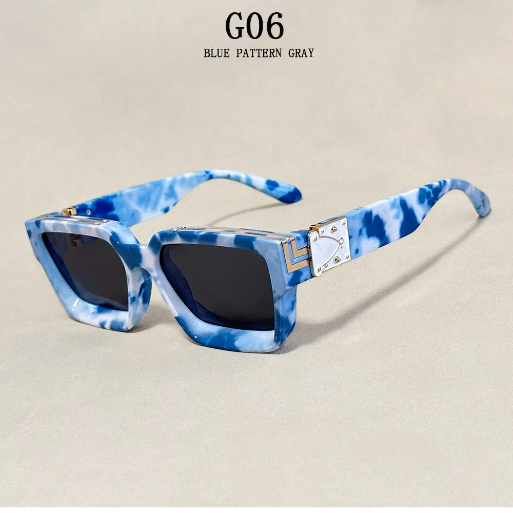Resin Square Sunglasses Vintage Millionaire Style — Silver | KIMLUD