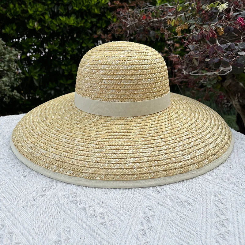 Fedora Hat Straw Wide Brim Hepburn — Natural | KIMLUD