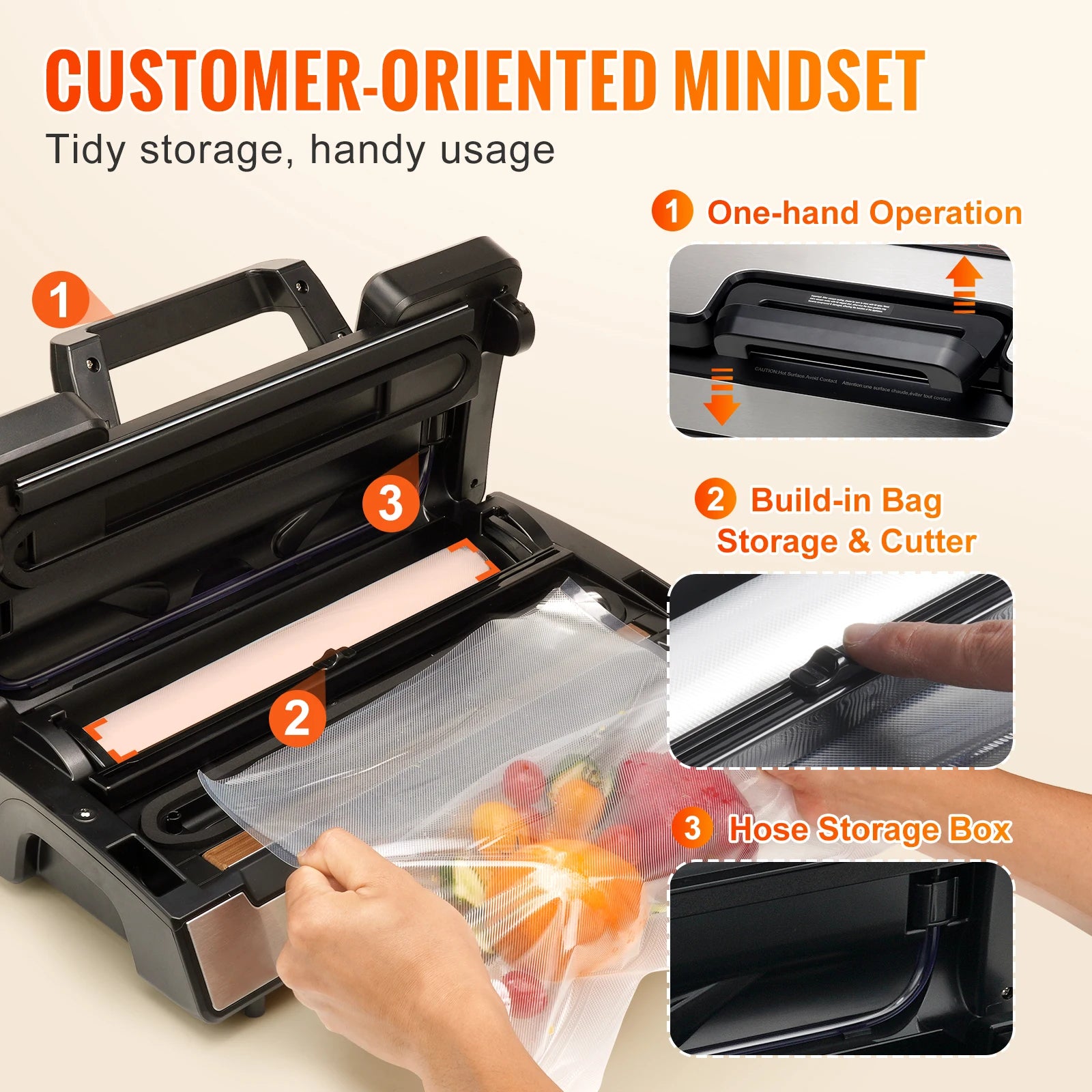 Brushed Stainless Steel Vacuum Sealer Machine With 130W Power 90KPa — Silver | KIMLUD