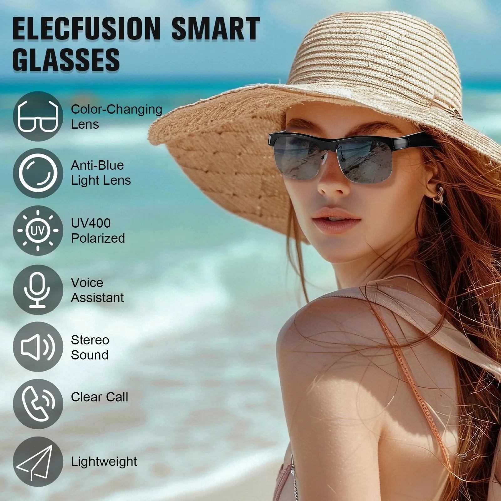 New M9pro Intelligent Bluetooth Glasses AI Translation Sports Cycling Fishing Polarized Multi functional Sunglasses Built in Cyc