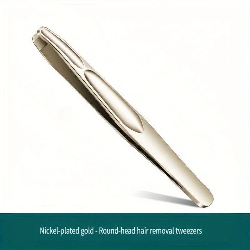 Round Head Tweezers For Eyebrow And Facial Hair — Silver | KIMLUD