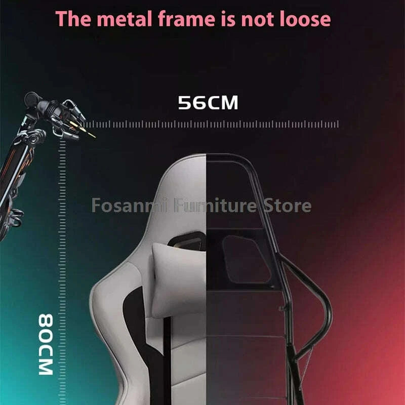 KIMLUD, Stylish Reclining Gray Leather Gaming Chair Home Office Ergonomic Desk Chair with Lumbar Pillow Adjustable Gamer Computer Chairs, KIMLUD Womens Clothes