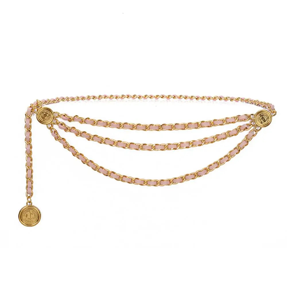 Metal Tassel Chain Waist Belt Retro Pendant Decoration — Gold-Tone | KIMLUD