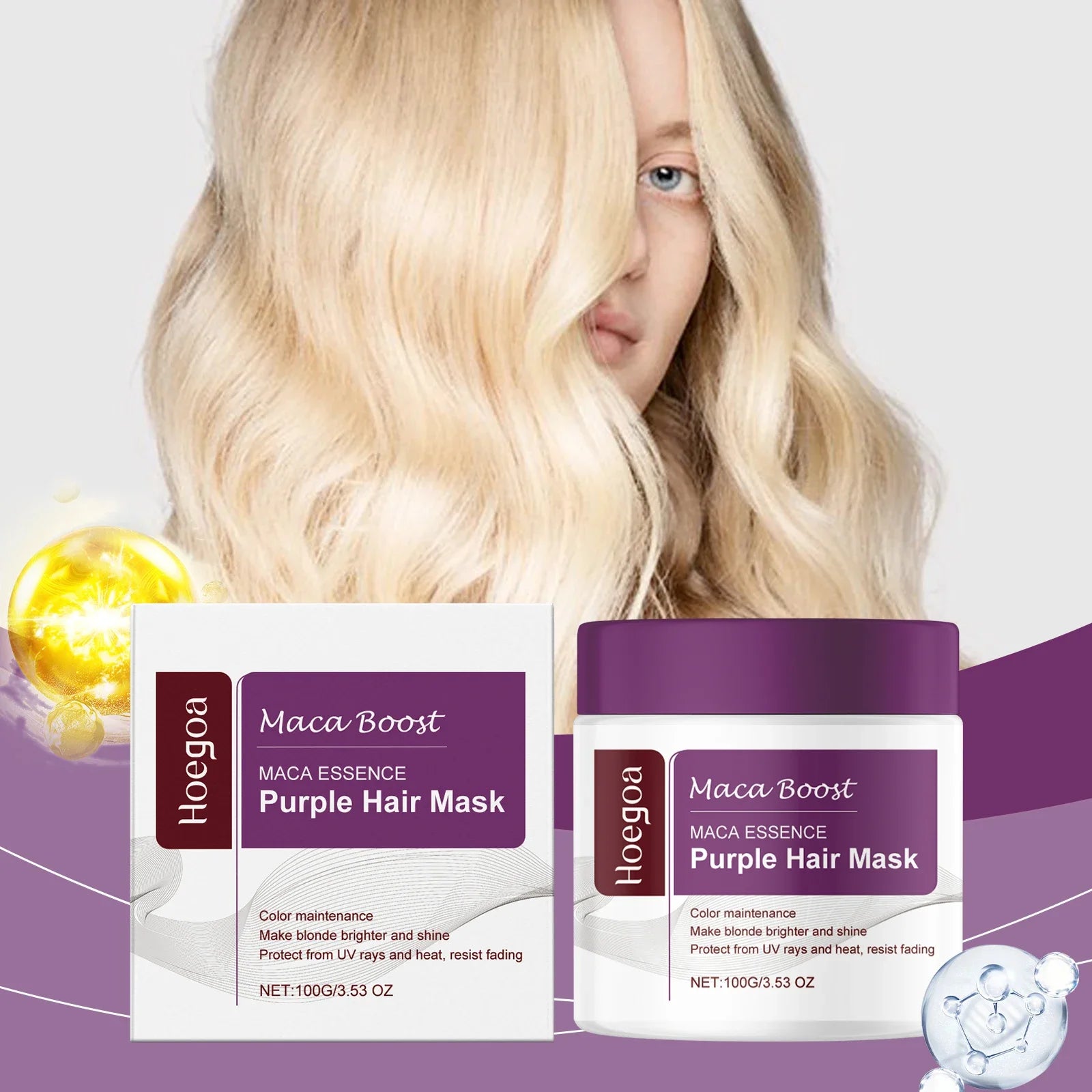 Magical Purple Hair Mask Professional Neutralizes Brass & Yellow Tones For Blonde Silver Gray Highlighted Hair Beauty Health