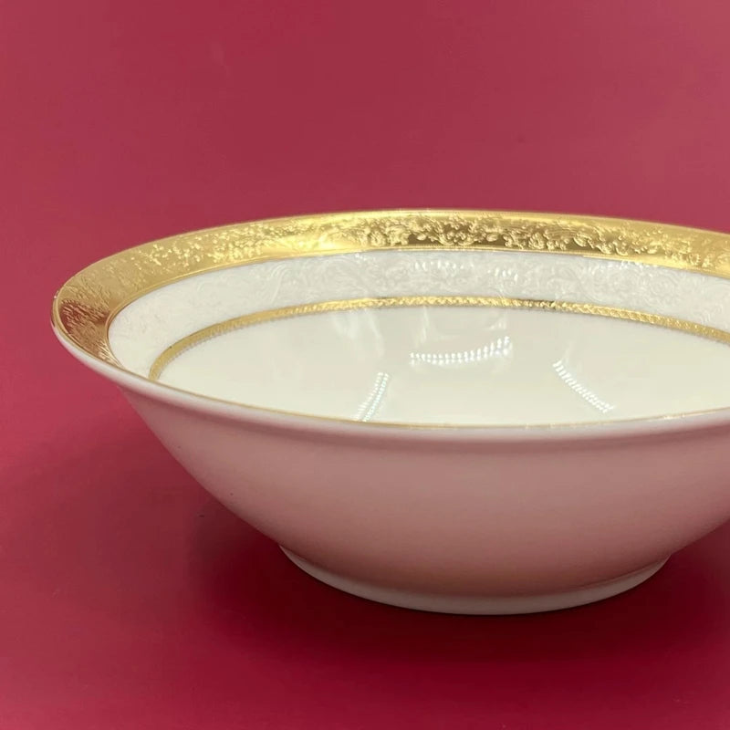 Bone Porcelain Dinner Plate With Gold Edge — White | KIMLUD