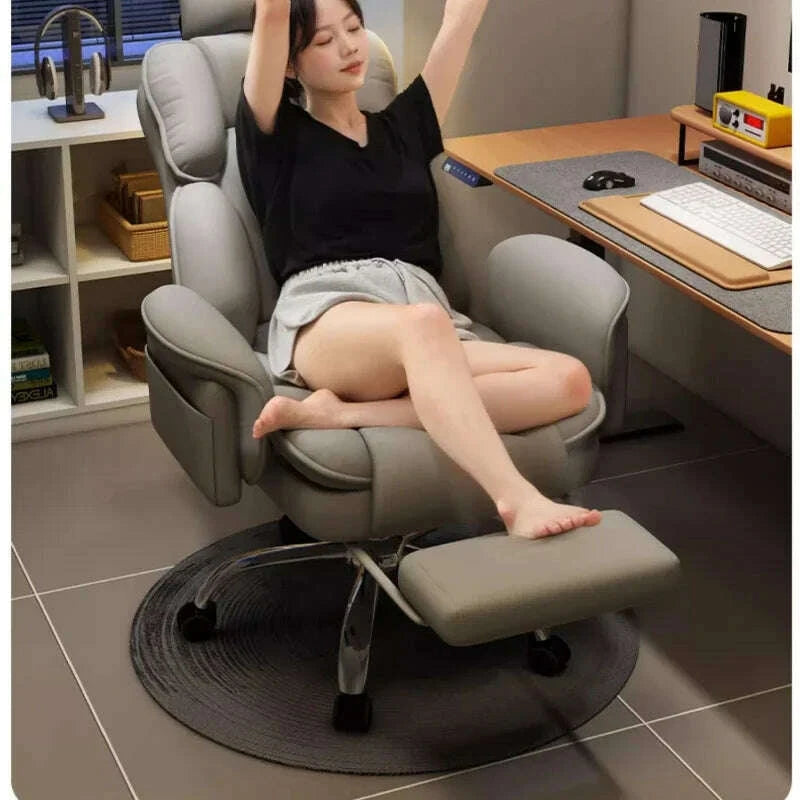 KIMLUD, Office Chair Ergonomic Big Tall Computer Desk Chair with Retractable Adjustable Headrest Leather Chair with Flip up Armrests, KIMLUD Womens Clothes