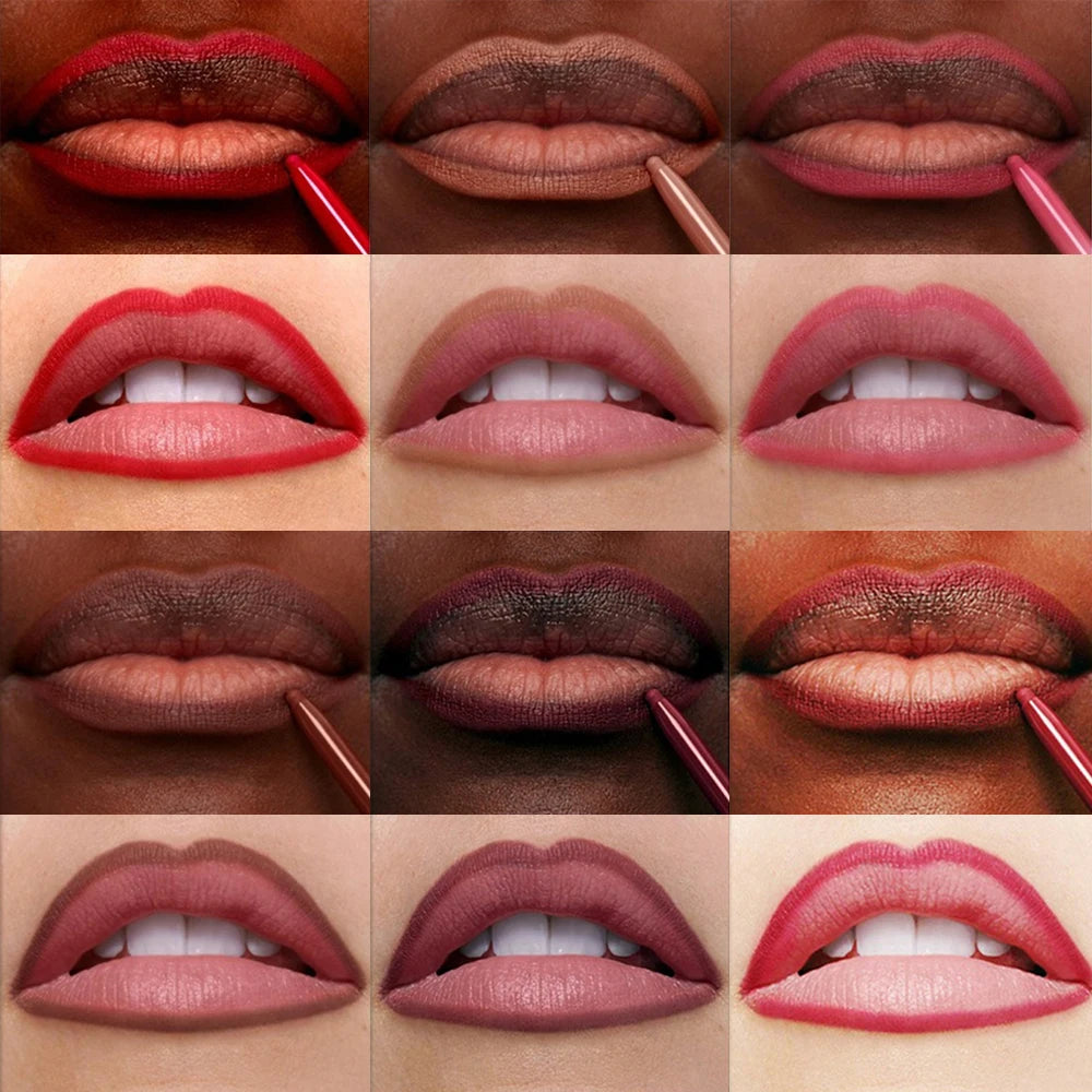 6 Color Matte Lipliner Pencil Brown Contour Tint Lipstick Waterproof Long Lasting Non-stick Cup Moisturising Lip Makeup Cosmetic