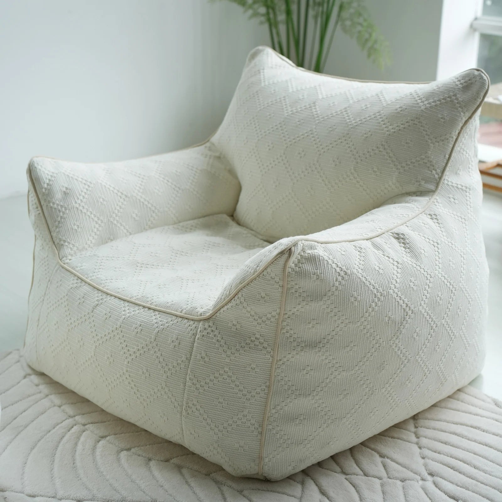 Minimalist Bean Bag Sofa Designer Soft Modern Lounge Seating For Cozy Living Rooms — Brown | KIMLUD