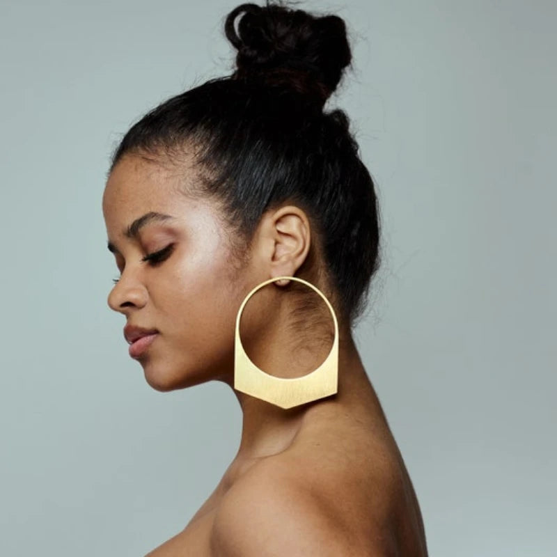 African Earrings Large Hoop Earrings Can Custom Name Gift for Her Handmade 18K Gold Plated Jewelry for Women American Trend
