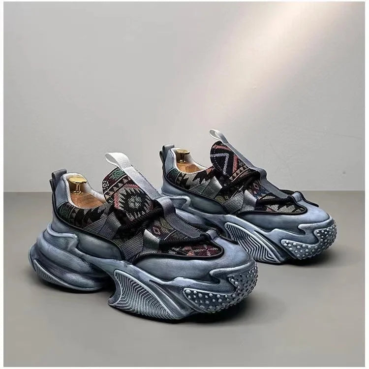 High Platform Sneakers Breathable Cushioned — Red | KIMLUD