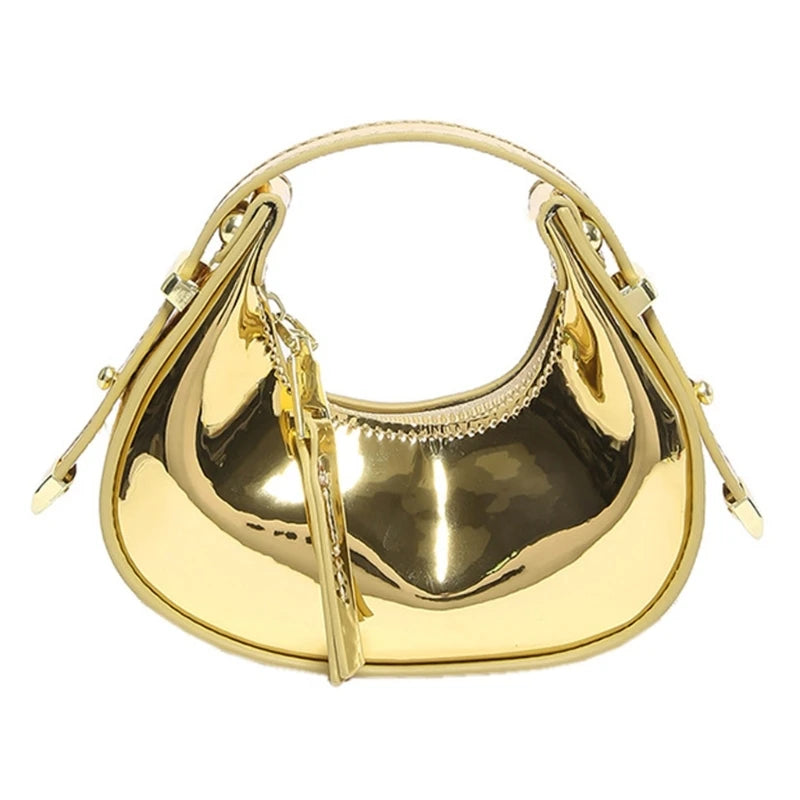 Lacquered PU Mini Bag With Sculpted Silhouette — Candy Pink | KIMLUD