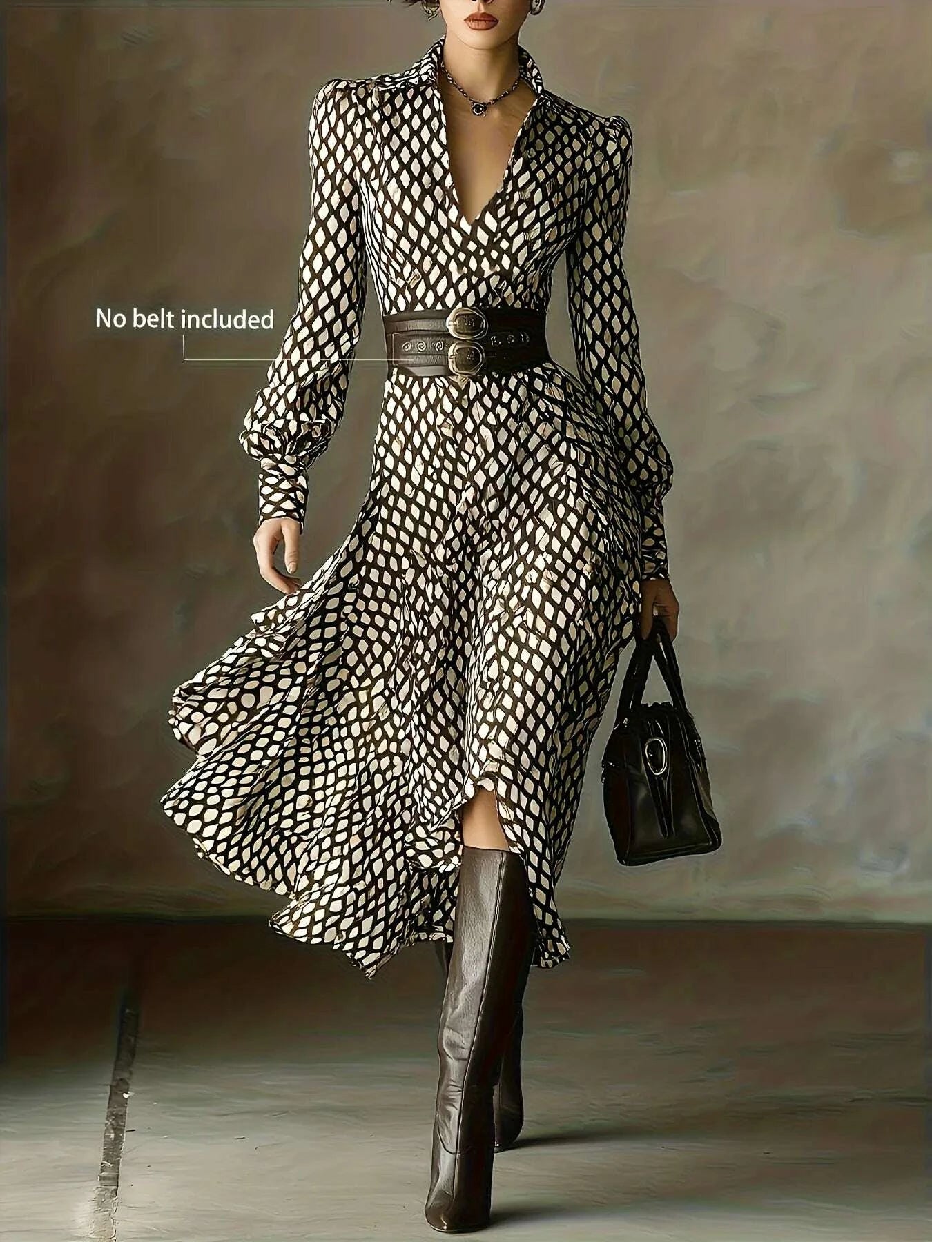 womens-vintage-plaid-print-shirt-dress-v-neck-bubble-long-sleeve-high-waist-slim-a--line-skirt-elegant-midi-dress-autumn-fashiokimlud-womens-clothes-35083006