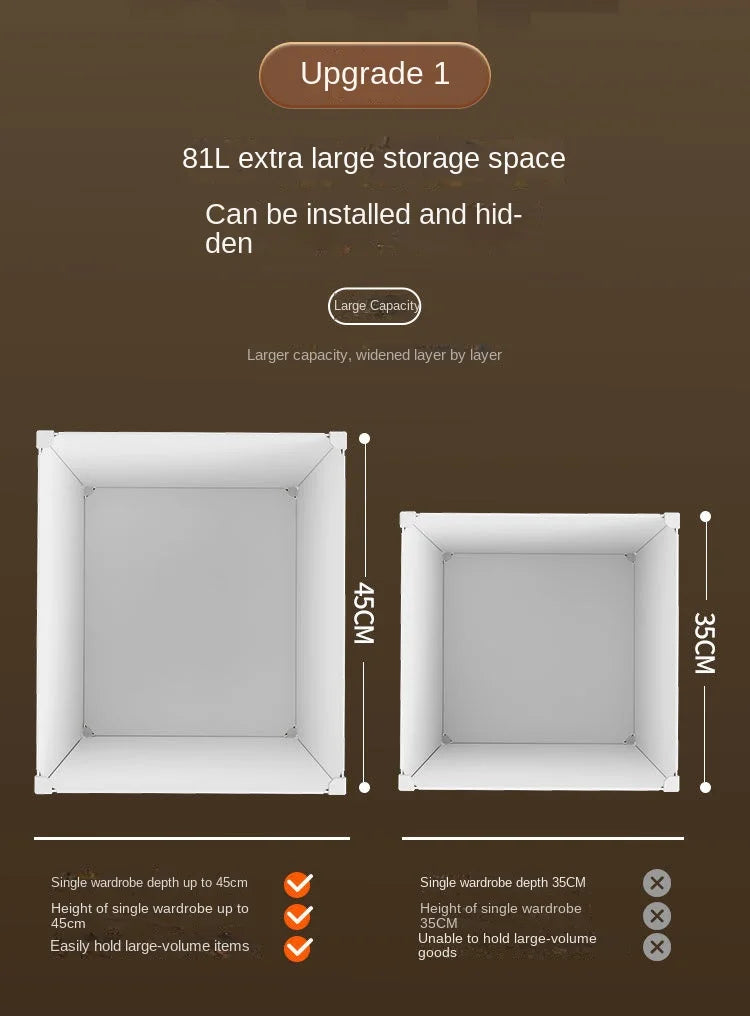 Plastic Wardrobe Collapsible with Large Space — White | KIMLUD