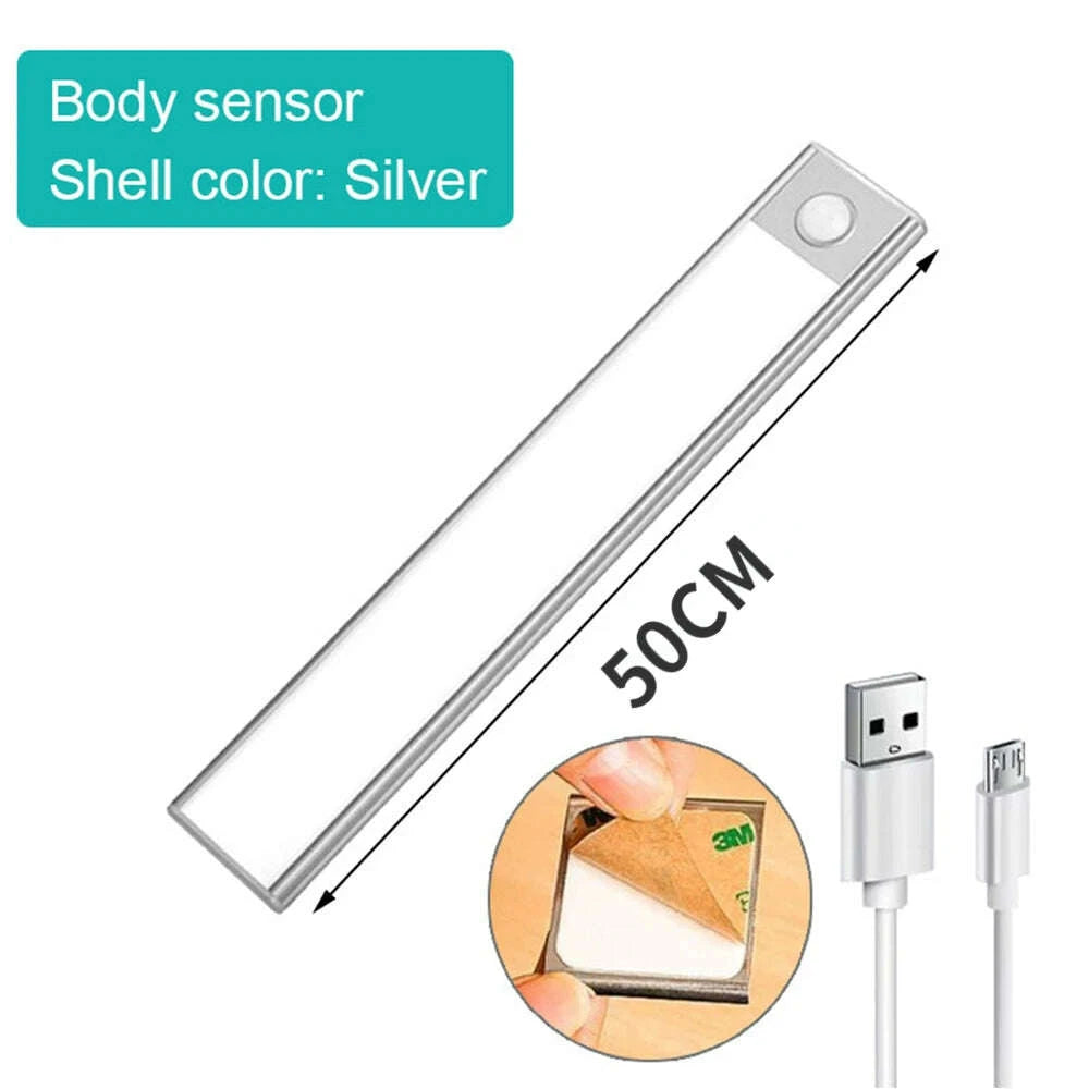 KIMLUD, Ultra thin LED Lamp Under Cabinet Lights Motion Sensor light Closet Light Cabinet Kitchen Bedroom Wardrobe Lighting Night light, KIMLUD Womens Clothes