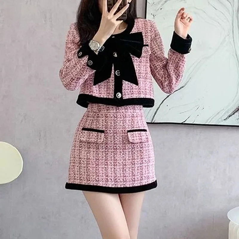 KIMLUD, New Autumn/Winter Fashion Korean Edition Celebrity High End Small Fragrance Versatile Western Style Age Reducing Two Piece Set, KIMLUD Womens Clothes