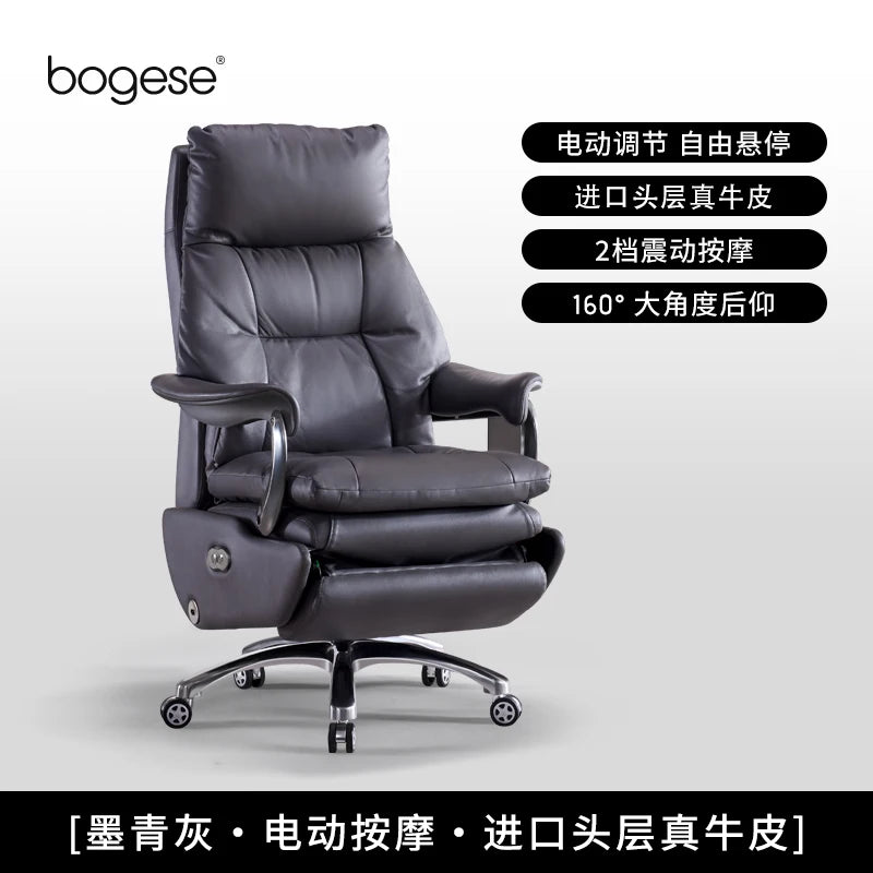 Electric Leather Boss Chair Modern Design Comfortable Ergonomic Trendy Chair Swivel Arm Footrest Salon Silla Oficina Furniture