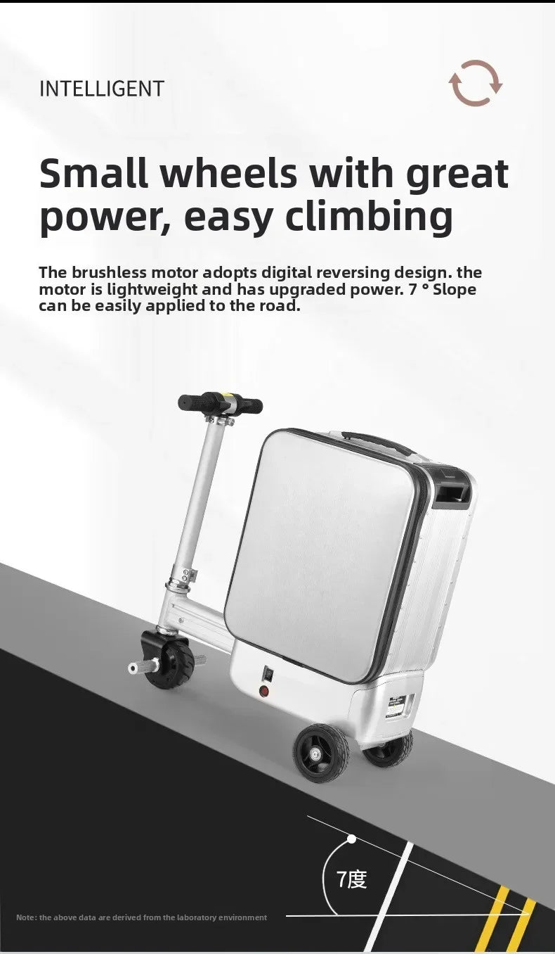 Electric Suitcase Scooter 20 Inch Front-Open — Silver | KIMLUD