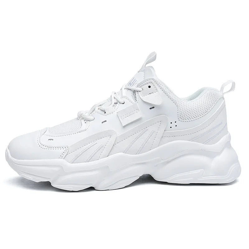 Leather Luxury Sneakers Premium Designer Style Breathable Casual Shoes — Beige | KIMLUD