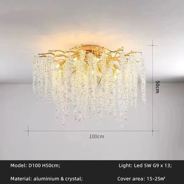 2024 Luxury Gold Glass LED Lights Ceiling Chandeliers Crystal Hanging Pendant Lamps Home Decor for Dining Room Lustres