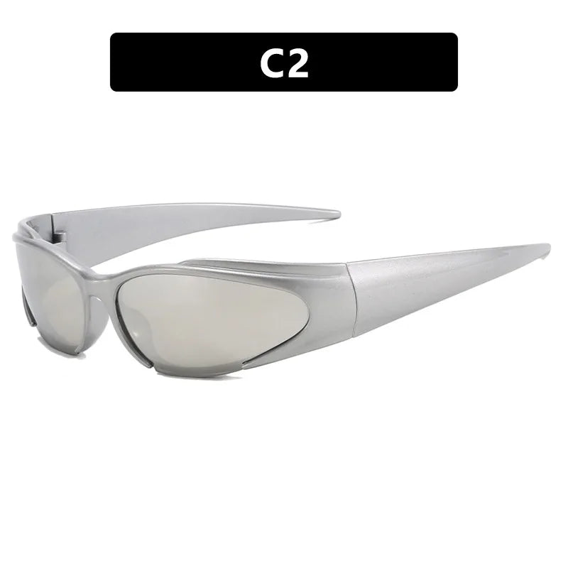 Women Retro Brand Design Fashion Shades Punk Sun Glasses Classic Wrap Around Y2k Sunglasses for Men Outdoor Sports Goggles - KIMLUD