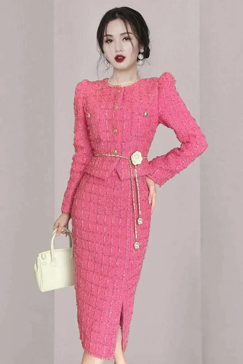 KIMLUD, Insozkdg 2024 New Trendy Skirt Suits Autumn Chic Style Two-Piece Set Elegant Charm Women Female Office Lady Girl High Quality, KIMLUD Womens Clothes