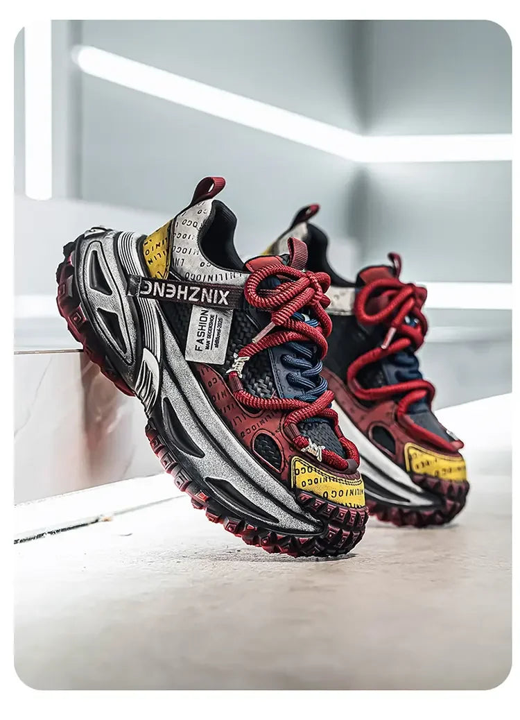 Chunky Sneakers - Height Increasing Platform - Leather Fabric | KIMLUD