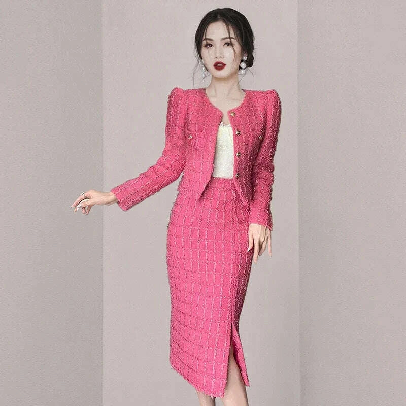 KIMLUD, Insozkdg 2024 New Trendy Skirt Suits Autumn Chic Style Two-Piece Set Elegant Charm Women Female Office Lady Girl High Quality, KIMLUD Womens Clothes