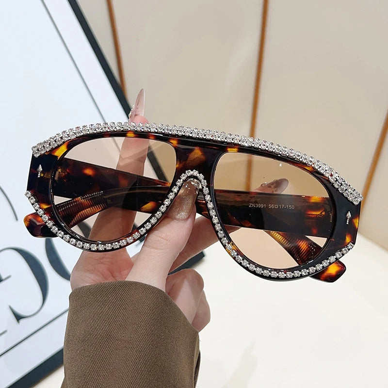 Crystal Rhinestone Luxury Sunglasses — Black | KIMLUD