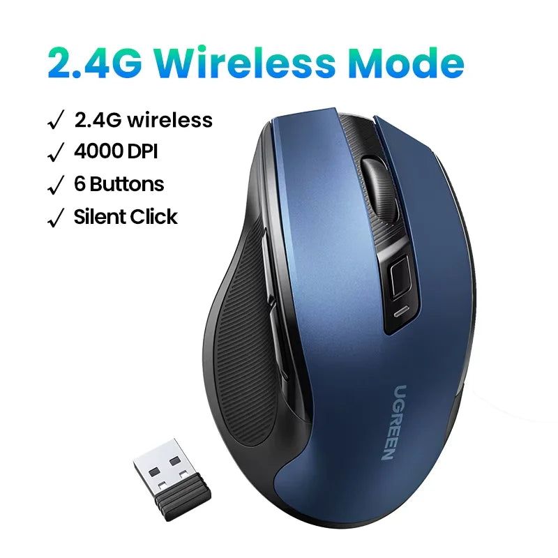 Matte Ergonomic Wireless Mouse Bluetooth 5.0 4000DPI — Deep Blue-Gray | KIMLUD
