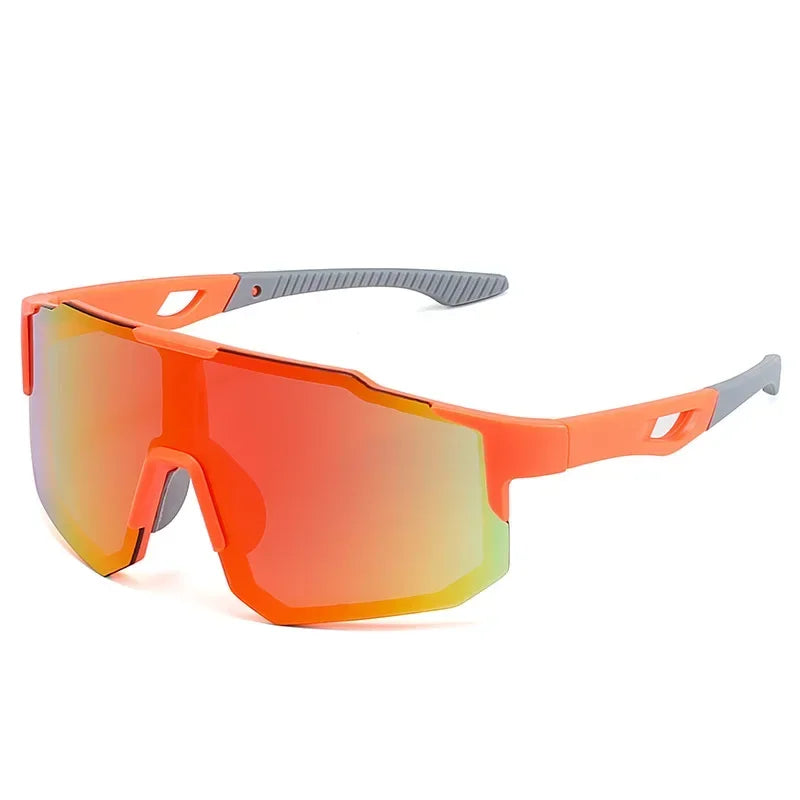 Wraparound Polycarbonate Cycling Sunglasses Big-Frame Silhouette — Black | KIMLUD