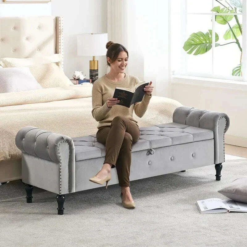 velvet-tufted-storage-bench-67-bedroom-end-of-bed-bench-king-size-with-rolled-arms-button-ottoman-benchkimlud-womens-fashion-34604688