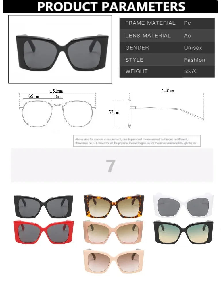 Oversized Sunglasses Square Frame Plastic — Black | KIMLUD